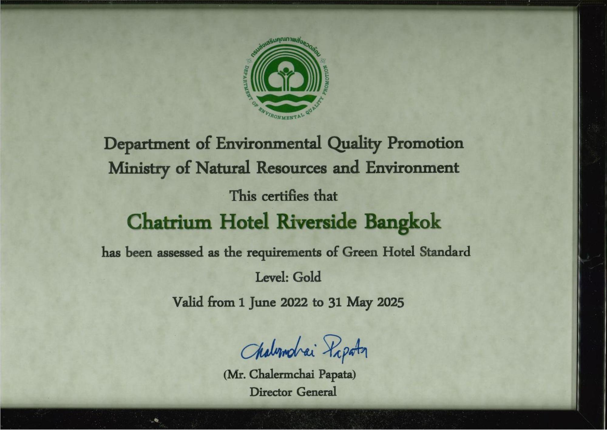Chatrium Hotel Riverside Μπανγκόκ Εξωτερικό φωτογραφία Green Hotel Standard Gold Award